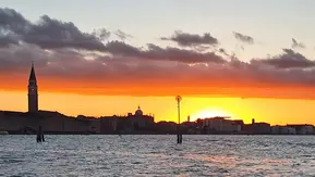 Sunset over Venice as seen during a Sunset Cruise with Stella, a classic 1965 Bragozzo